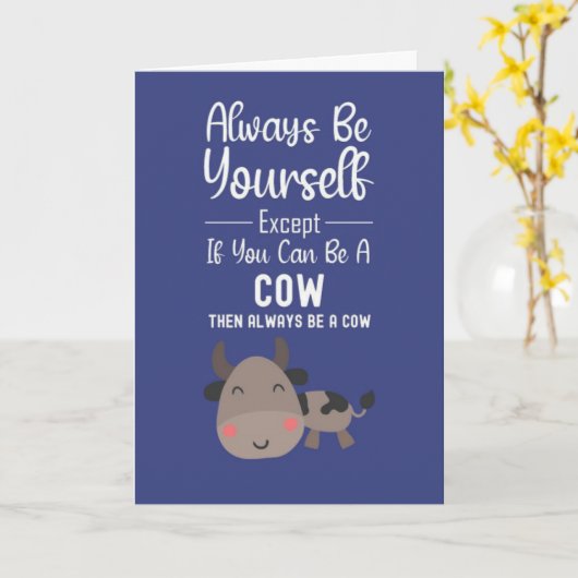 Cute Cow Lover Cards Funny Farm Animals Humor Kaart (Gele Bloem)