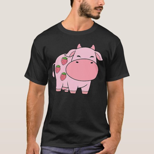 Cute Cow Milk Yoghurt Strawberry T-shirt (Voorkant)