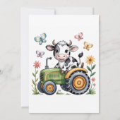 Cute Cow on Tractor Boy Birthday Party  Kaart (Achterkant)