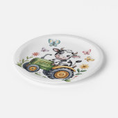 Cute Cow on Tractor Boy Birthday Party Papieren Bordje (Gekanteld)