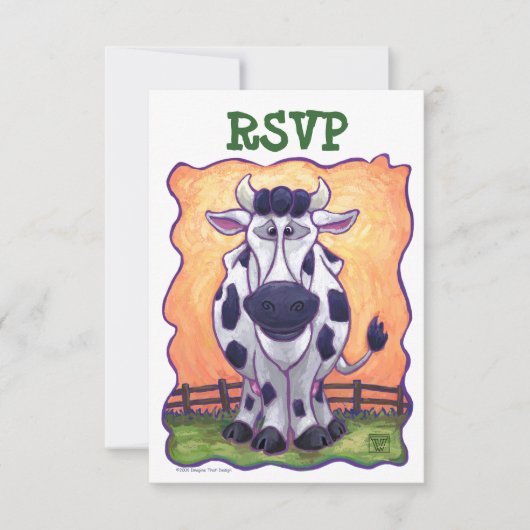 Cute Cow Party Center RSVP Kaartje (Voorkant)