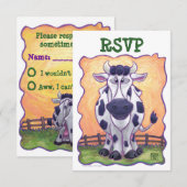 Cute Cow Party Center RSVP Kaartje (Voorkant / Achterkant)