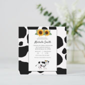Cute Cow Print Sunflower Baby Shower Kaart (Staand voorkant)