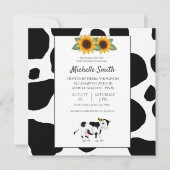 Cute Cow Print Sunflower Baby Shower Kaart (Voorkant)