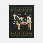 Cute Cow Santa Christmas Lights Ugly Xmas Sweater Fleece Deken (Voorkant)