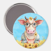 Cute Cow Sunflowers Magneet (Voorkant / Achterkant)