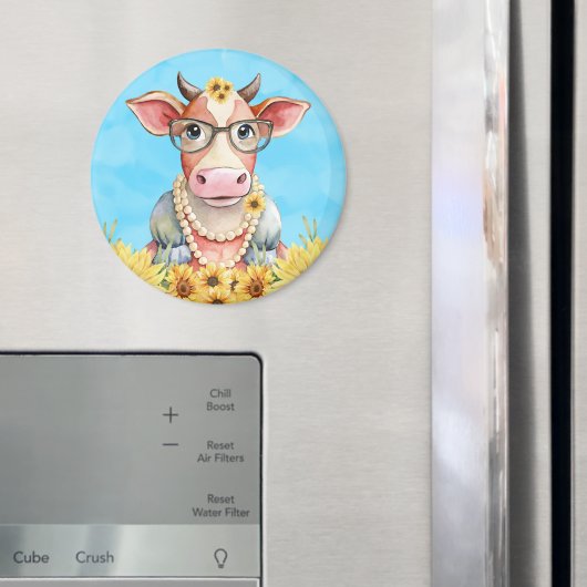 Cute Cow Sunflowers Magneet (Insitu (Koelkast))