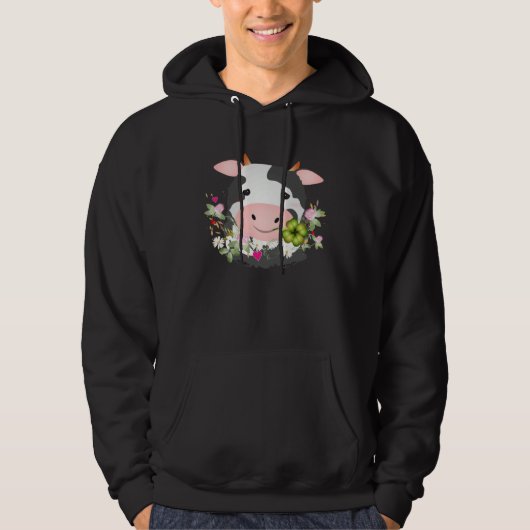 Cute cow with c leaf for farm fans  1 hoodie (Voorkant)