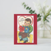 Cute Cowboy 1950 Valentijn Briefkaart (Staand voorkant)