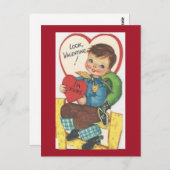 Cute Cowboy 1950 Valentijn Briefkaart (Voorkant / Achterkant)