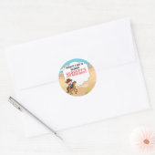 Cute Cowboy 1st Birthday Party Ronde Sticker (Envelop)