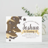 Cute Cowboy Birthday Party Stars Kaart (Staand voorkant)