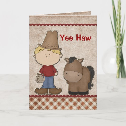 Cute Cowboy Birthday Wenskaart Kaart (Voorkant)