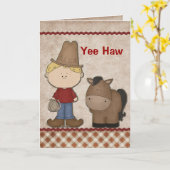 Cute Cowboy Birthday Wenskaart Kaart (Gele Bloem)