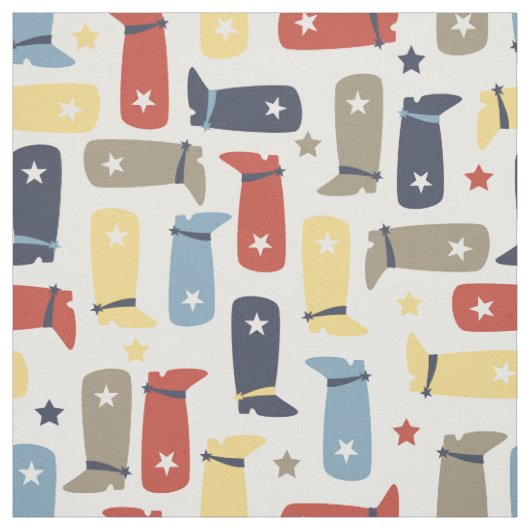 Cute Cowboy Boots en Stars Fabric Stof (Swatch)