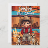 Cute Cowboy Boy Baby Shower dogs Red Blue Kaart (Voorkant)