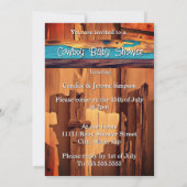 Cute Cowboy Boy Baby Shower dogs Red Blue Kaart (Achterkant)