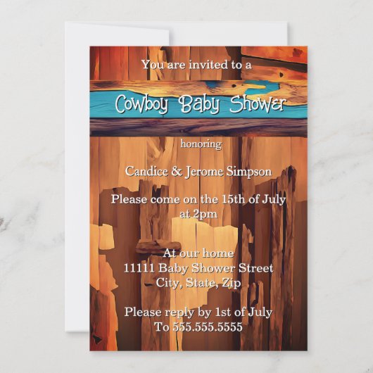 Cute Cowboy Boy Baby Shower dogs Red Blue Kaart (Achterkant)