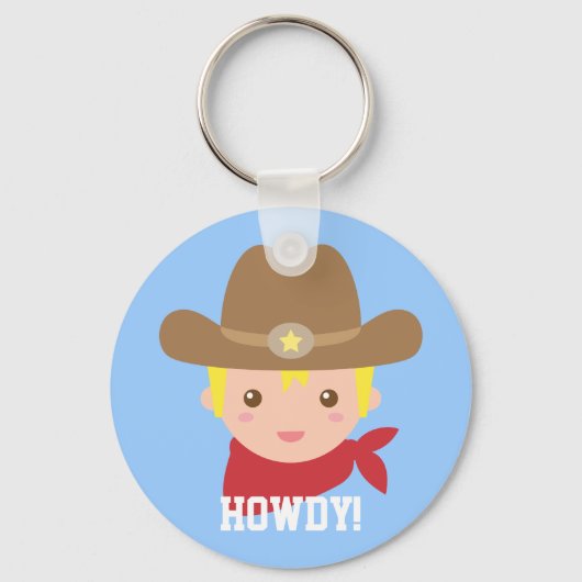 Cute Cowboy Boy Personalized Sleutelhanger (Voorkant)
