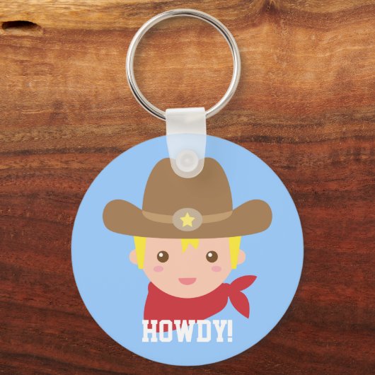Cute Cowboy Boy Personalized Sleutelhanger (Voorkant)