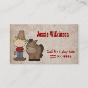 Cute Cowboy Custom Playdate Card Contactkaartje