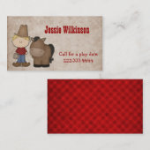 Cute Cowboy Custom Playdate Card Contactkaartje (Voorkant / Achterkant)