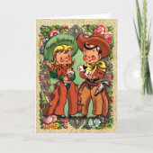 Cute Cowboy en Cowgirl Birthday Kaart (Voorkant)
