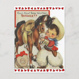 Cute Cowboy & Horse Valentijn Briefkaart
