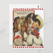 Cute  Cowboy & Horse Valentijn Briefkaart (Voorkant / Achterkant)