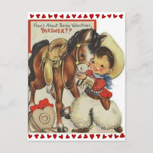 Cute  Cowboy & Horse Valentijn Briefkaart (Voorkant)