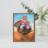 Cute cowboy-kattenrijdend kalkoen briefkaart (Staand voorkant)