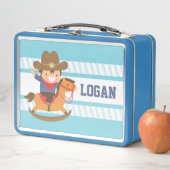 Cute Cowboy on Rocking Horse Boys Lunch Box (In situ)