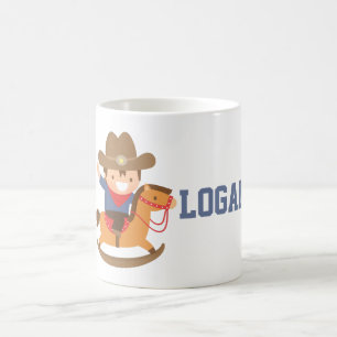Cute Cowboy op Rocking Horse Personalized Mug Koffiemok