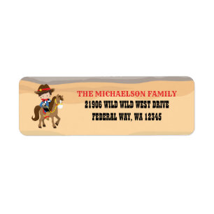 Cute Cowboy Return-adres Etiket