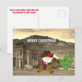 Cute Cowboy Santa Riding Horse Westerne Kerstmis Feestdagenkaart (Voorkant / Achterkant)