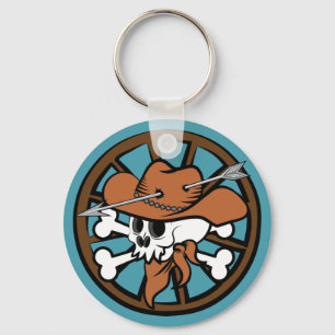 Cute Cowboy Skull en Crossbones Sleutelhanger