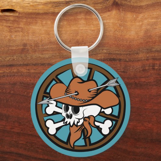 Cute Cowboy Skull en Crossbones Sleutelhanger (Voorkant)
