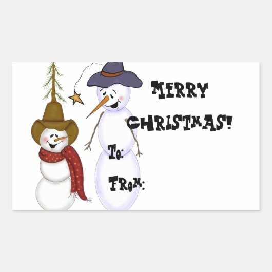 Cute Cowboy Snowman Gift Label (Voorkant)