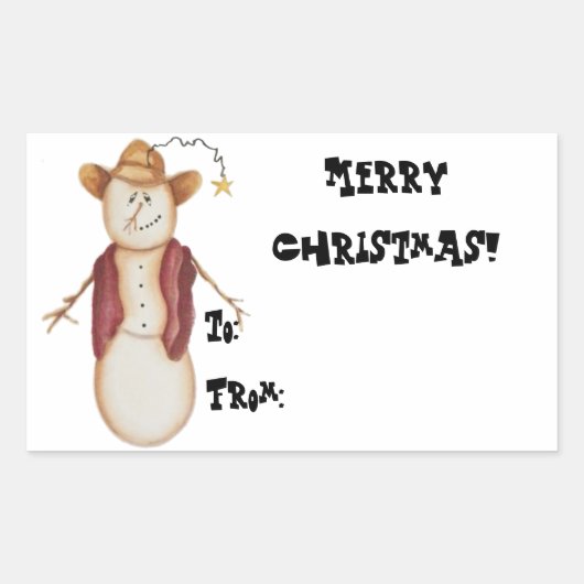 Cute Cowboy Snowman Gift Label (Voorkant)