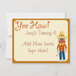 Cute Cowboy Sock Monkey nodigt uit Kaart