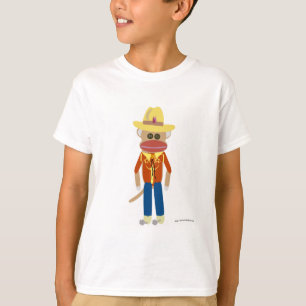 Cute Cowboy Sockmonkey Cartoon Character T-shirt