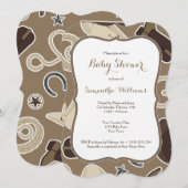 Cute Cowboy Theme Baby shower Invite Brown Kaart (Voorkant / Achterkant)