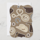 Cute Cowboy Theme Baby shower Invite Brown Kaart (Achterkant)