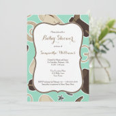 Cute Cowboy Theme Baby shower nodigt Mint Brown ui Kaart (Staand voorkant)
