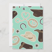 Cute Cowboy Theme Baby shower nodigt Mint Brown ui Kaart (Achterkant)