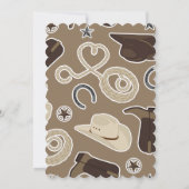 Cute Cowboy Theme Brown Birthday Party Invitation Kaart (Achterkant)