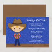 Cute cowboy verjaardagsfeest kaart (Voorkant / Achterkant)
