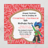 Cute cowboy verjaardagsfeest lasso Uitnodigingskaa Kaart (Voorkant / Achterkant)