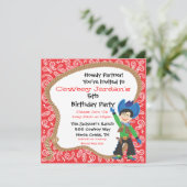 Cute cowboy verjaardagsfeest lasso Uitnodigingskaa Kaart (Staand voorkant)