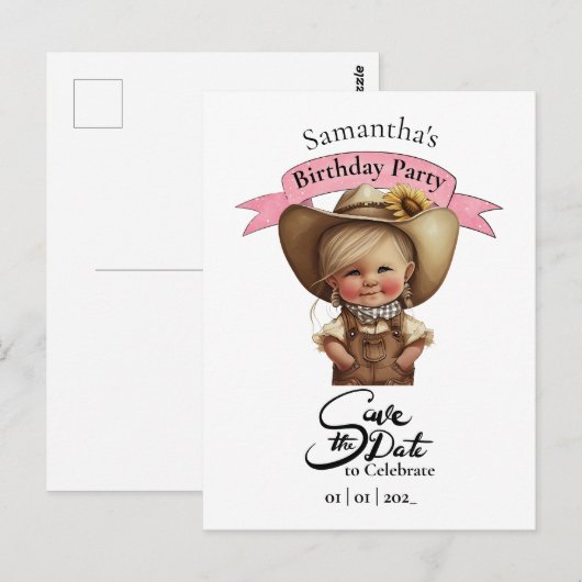 Cute Cowgirl Briefkaart (Voorkant / Achterkant)